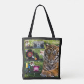 Retro Lover Tiger Gepersonaliseerde foto's Datums  Tote Bag (Achterkant)