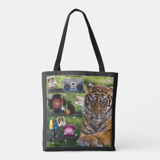 Retro Lover Tiger Gepersonaliseerde foto's Datums  Tote Bag (Achterkant)