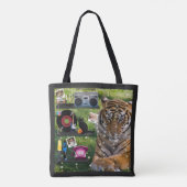 Retro Lover Tiger Gepersonaliseerde foto's Datums  Tote Bag (Achterkant)