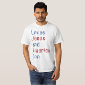 Retro Loves Jesus en America Too God Christelijk T-shirt (Voorkant volledig)