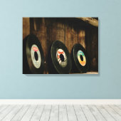 Retro LPs afbeelding op canvas Afdruk (Insitu (Houten vloer))