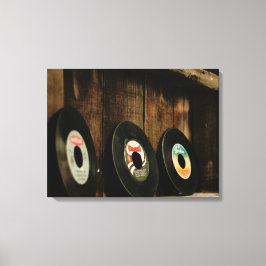 Retro LPs afbeelding op canvas Afdruk