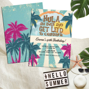 Retro Luau Hawaiian Tropical Hula op meer dan een  Kaart