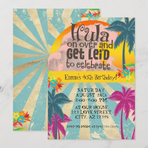 Retro Luau Hawaiian Tropical Hula op meer dan een  Kaart