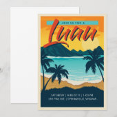 Retro Luau Party Invite Kaart (Voorkant / Achterkant)