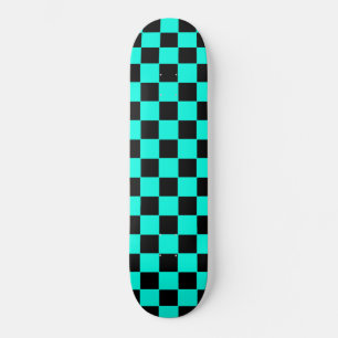 Retro luchtblauw en zwart geruit skateboard