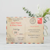 Retro Luchtpost Postkaart Uitnodiging (Staand voorkant)