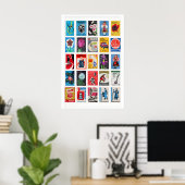 Retro luciferdoosje label muurkunst, grid collage poster (Thuiskantoor)