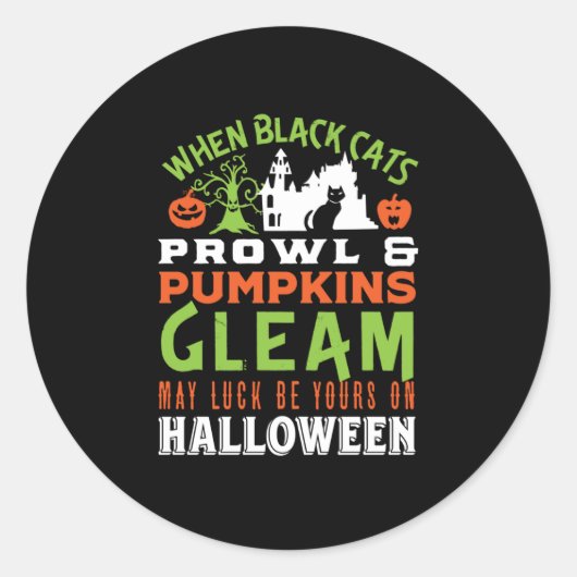  Retro Luck Halloween Quote en Poem Ronde Sticker (Voorkant)