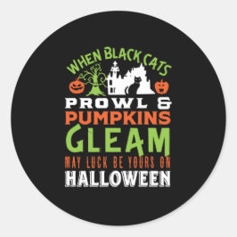  Retro Luck Halloween Quote en Poem Ronde Sticker