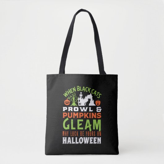 Retro Luck Halloween Quote en Poem Tote Bag (Voorkant)