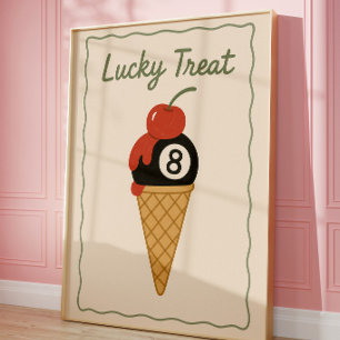 Retro Lucky 8 Ball IJskraam Muur Kunst Poster