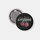Retro Lucky Girls Cherry Quote Magneet (Voorkant / Achterkant)