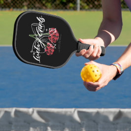Retro Lucky Girls Cherry Quote Pickleball Paddle