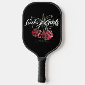 Retro Lucky Girls Cherry Quote Pickleball Paddle (Achterkant)