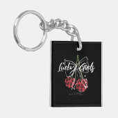 Retro Lucky Girls Cherry Quote Sleutelhanger (Voorkant Links)