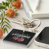 Retro Lucky Girls Cherry Quote Sleutelhanger (Voorkant Rechts)