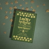 Retro Lucky in Love St Patrick's Day Bridal Shower Kaart