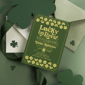 Retro Lucky in Love St Patrick's Day Bridal Shower Kaart