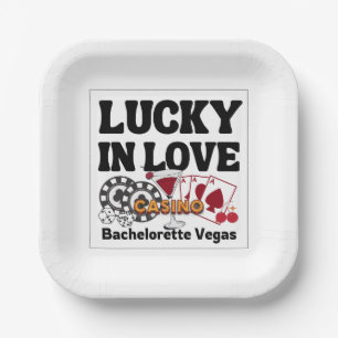 Retro Lucky In Love Vegas Bachelorette   Papieren Bordje