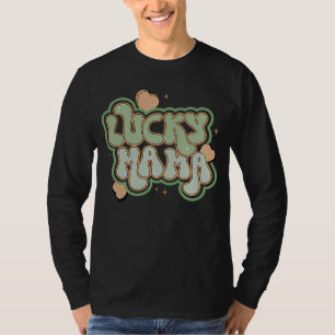 Retro Lucky Mama St Patrick's Day Heart Ierse fami T-shirt