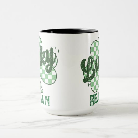 Retro Lucky Shamrock St Patrick's Day Monogram Mok (Midden)