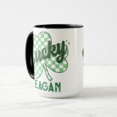 Retro Lucky Shamrock St Patrick's Day Monogram Mok (Voorkant links)