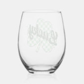 Retro Lucky St Patrick's Day Shamrock Wijnglas Zonder Voet (Achterkant)