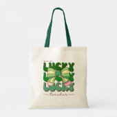 Retro Lucky Teacher with Coquette Pencil Bow Tote Bag (Achterkant)