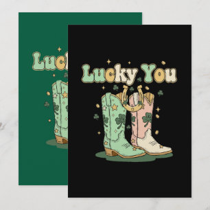 Retro Lucky You Cowboy Laarzen St. Patrick's Day  Kaart
