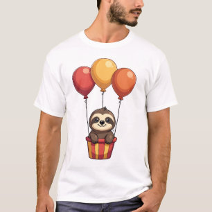 Retro Luiaard Ballonnen Retro Zoete Dieren Ontwerp T-shirt