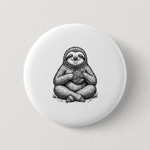 Retro Luiaard Breien Graveer Shirt Ontwerp_1 Ronde Button 5,7 Cm