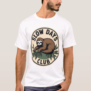 Retro Luiaard Citaat Funny Slow Living T-shirt 2