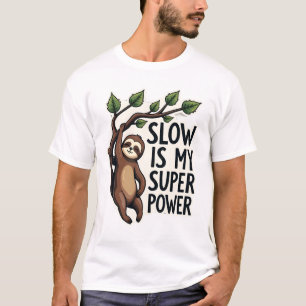 Retro Luiaard Citaat T-shirt Grappig Langzaam Leve