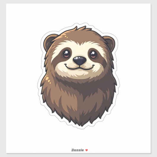 Retro luiaard gezicht vintage dierenwereld grafisc sticker (Vel)