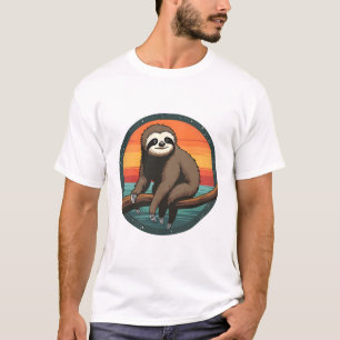 Retro Luiaard Grafisch Ontwerp Jungle Dieren Kunst T-shirt