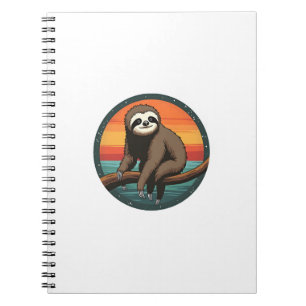 Retro luiaard grafisch retro jungle dier kunst 2 notitieboek