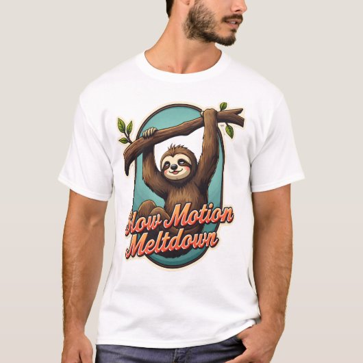 Retro luiaard grappige shirt langzame meltdown ont (Voorkant)