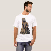Retro Luiaard Gravure Wildlife T-shirt (3) (Voorkant volledig)