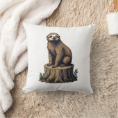 Retro Luiaard Gravure Wildlife T-shirt (3) Kussen (Deken)