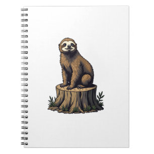 Retro Luiaard Gravure Wildlife T-shirt (3) Notitieboek