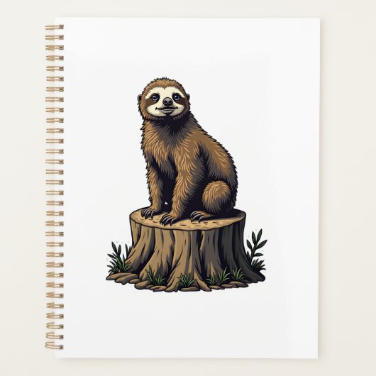 Retro Luiaard Gravure Wildlife T-shirt (3) Planner (Voorkant)