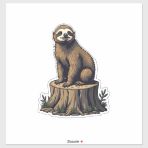 Retro Luiaard Gravure Wildlife T-shirt (3) Sticker