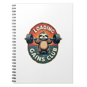 Retro Luiaard Gym Humor Spieren Installeren T-shir Notitieboek