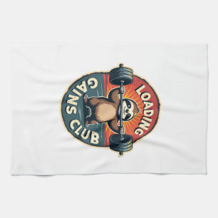 Retro Luiaard Gym Humor Spieren Installeren T-shir Theedoek