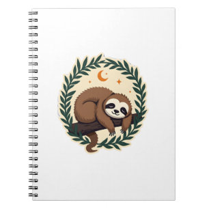 Retro Luiaard Hart Botanische Bosontwerp 2 Notitieboek
