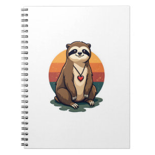 Retro Luiaard Hart Mooie Illustratie van Dieren Notitieboek