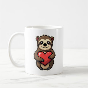 Retro Luiaard Hart Retro Liefde Dieren Kunst 2 Koffiemok