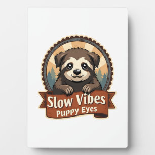 Retro Luiaard Hond Shirt Langzame Vibe Babyhondjes Fotoplaat