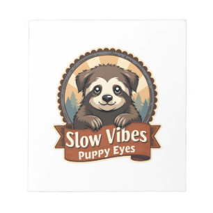Retro Luiaard Hond Shirt Langzame Vibe Puppy Ogen  Notitieblok